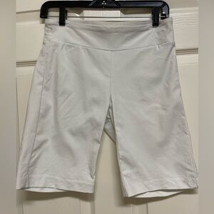 J. McLaughlin Masie White Bermuda Shorts Pull On Stretch Womens SZ 8 EUC